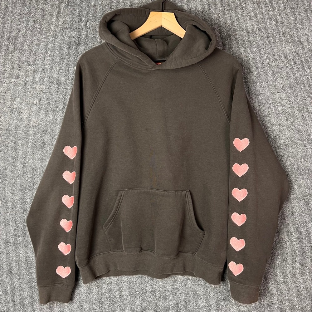 Dandy Worldwide Hoodie M Brown Good Heart Sleeve Graphic Pullover